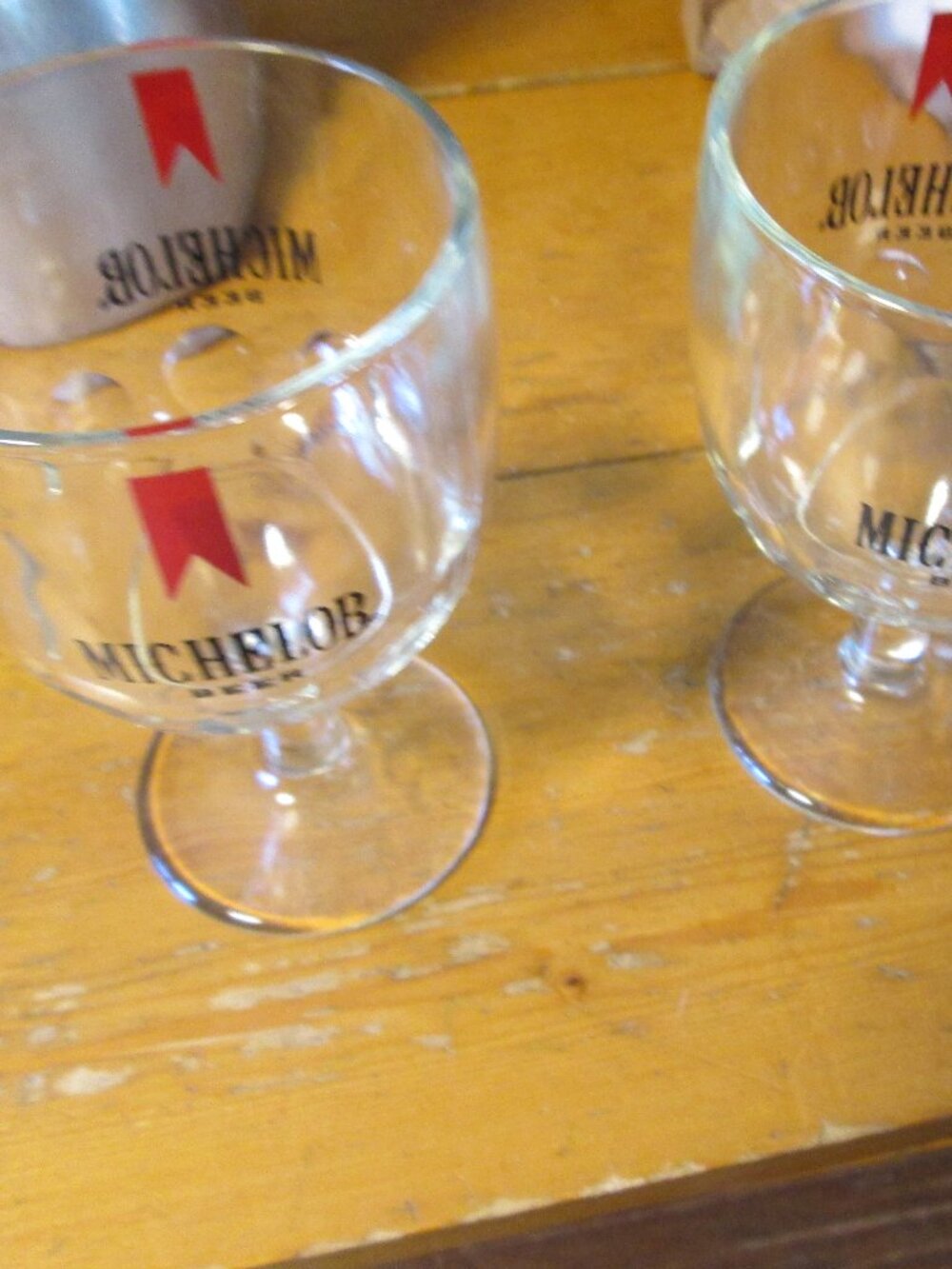 Vtg footed Michelob Thumbprint gobets foots 70s